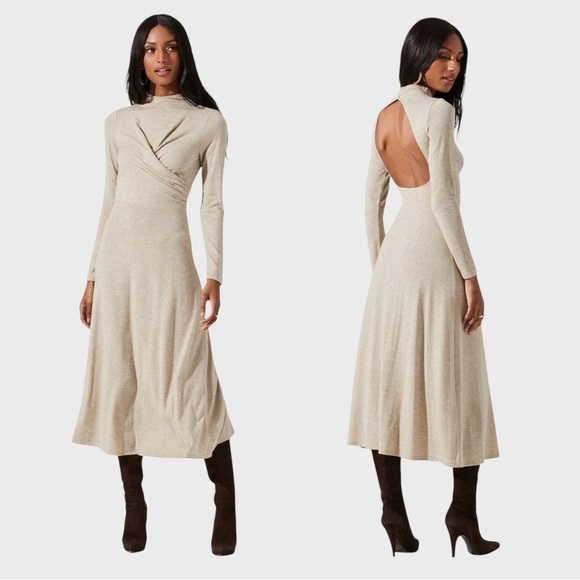 Astr Dresses & Skirts - ASTR The Label Open Back Long Sleeve Midi Dress